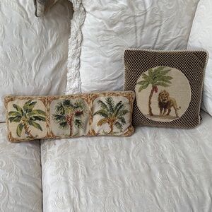 Two's Company Checkered Pillow with Braided Edge